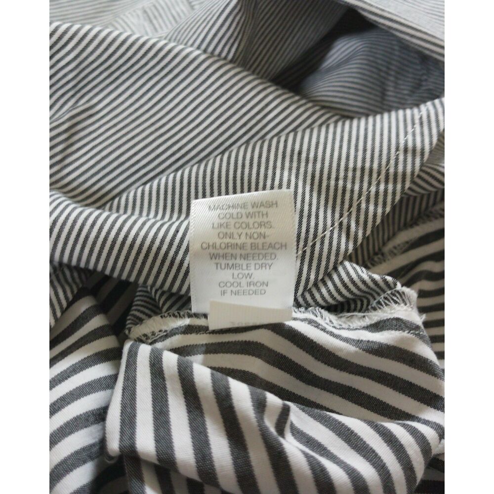 J. Jill Striped Button Front Shirt Large Gray White Stretch Tunic Career Casual - Picture 10 of 10